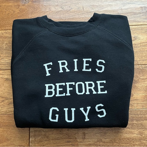 Brunette the Label Fries Before Guys Black Sweatshirt, XS/S - Picture 10 of 15